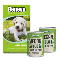 Benevo VEGAN Original PUPPY Food 2kg + 2x Benevo Duo VEGAN Food WET 354g Tins COMBO