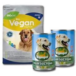 BIOpet VEGAN Adult Dog Food 3.5kg + 2x VeganPet Wet Food 390g Tins COMBO