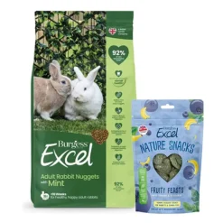 Burgess Excel Adult Rabbit Pellets with Mint 1.5kg + Excel Nature Snacks 60g COMBO