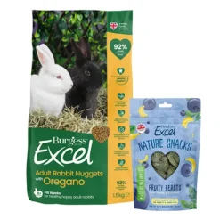 Burgess Excel Adult Rabbit Pellets with Oregano 1.5kg + Excel Nature Snacks 60g COMBO