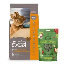 Burgess Excel INDOOR Adult Rabbit Nuggets with Dandelion and Nettle 1.5kg + Excel Nature Snacks 60g COMBO