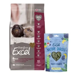 Burgess Excel INDOOR Guinea Pig Nuggets with Dandelion, Camomile and Passion Flower 1.5kg + Excel Nature Snacks 60g COMBO