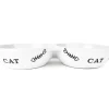 Cattitude Double Ceramic Cat Bowl Fishbone White