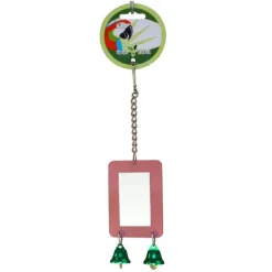 Green Parrot Bird Toy ACRYLIC MIRROR & BELL