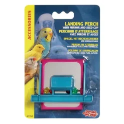 Living World Bird LANDING PERCH w/Mirror & Seed Cup