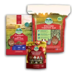Oxbow Essentials Adult RABBIT Pellets + Timothy Hay 1.13kg + Simple Rewards Treats COMBO