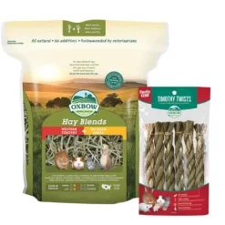 Oxbow Hay Blends Western Timothy & Orchard Grass 425g + Timothy Twists 6 Count COMBO