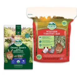 Oxbow Organic Bounty Adult Rabbit Food 1.36kg + Western Timothy Hay 1.13kg COMBO