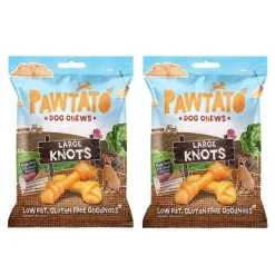 Pawtato Dog Chews Knots Large 180g x 2 BULK BUY