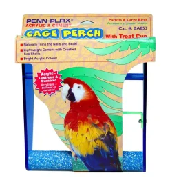 Penn Plax Acrylic & Cement Bird Cage Perch w/Treat Cup