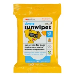 Petkin Doggy Sunwipes SPF 15 Dog Sunscreen Jumbo Size 20 Pack