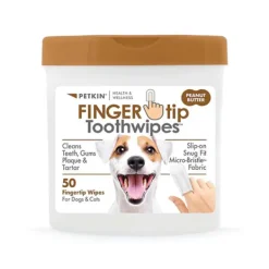 Petkin Finger Tip Tooth Wipes Peanut Butter 50pk