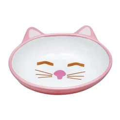 Petrageous Sleepy Kitty 5.5" Oval Cat Bowl Pink 5.3 oz