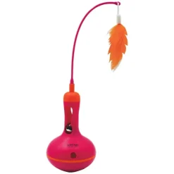 Scream Vase Tumbler Treat Toy Dispenser - Cat/Small Dog Loud Pink & Orange 28cm