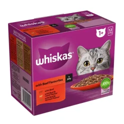Whiskas Adult Pouches with Beef in Gravy 12 x 85g Box
