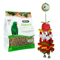 ZuPreem NATURAL Parrots & Conures 1.4kg + Green Parrot APPLE MUNCH Bird Toy COMBO